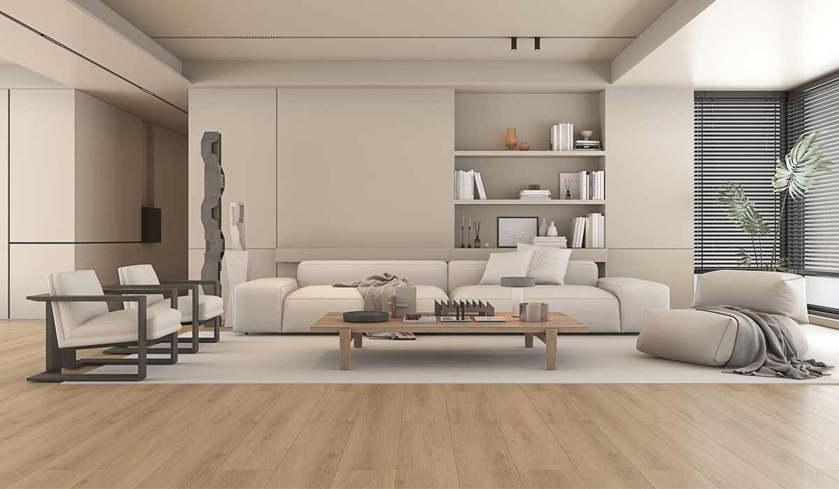 light wood look laminate flooring in a living room